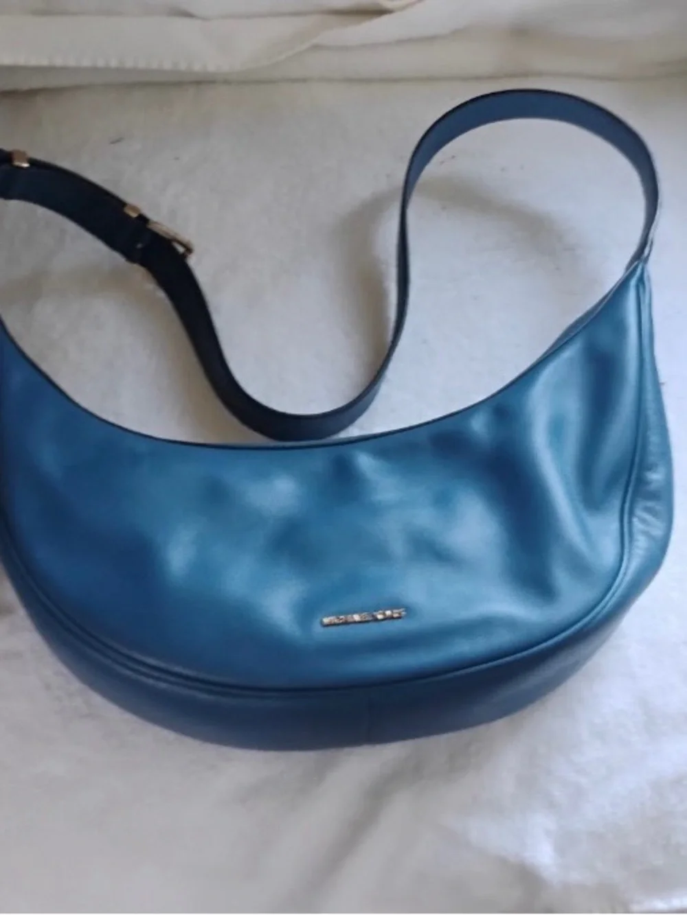 Michael Kors Teal Crescent Shoulder Bag